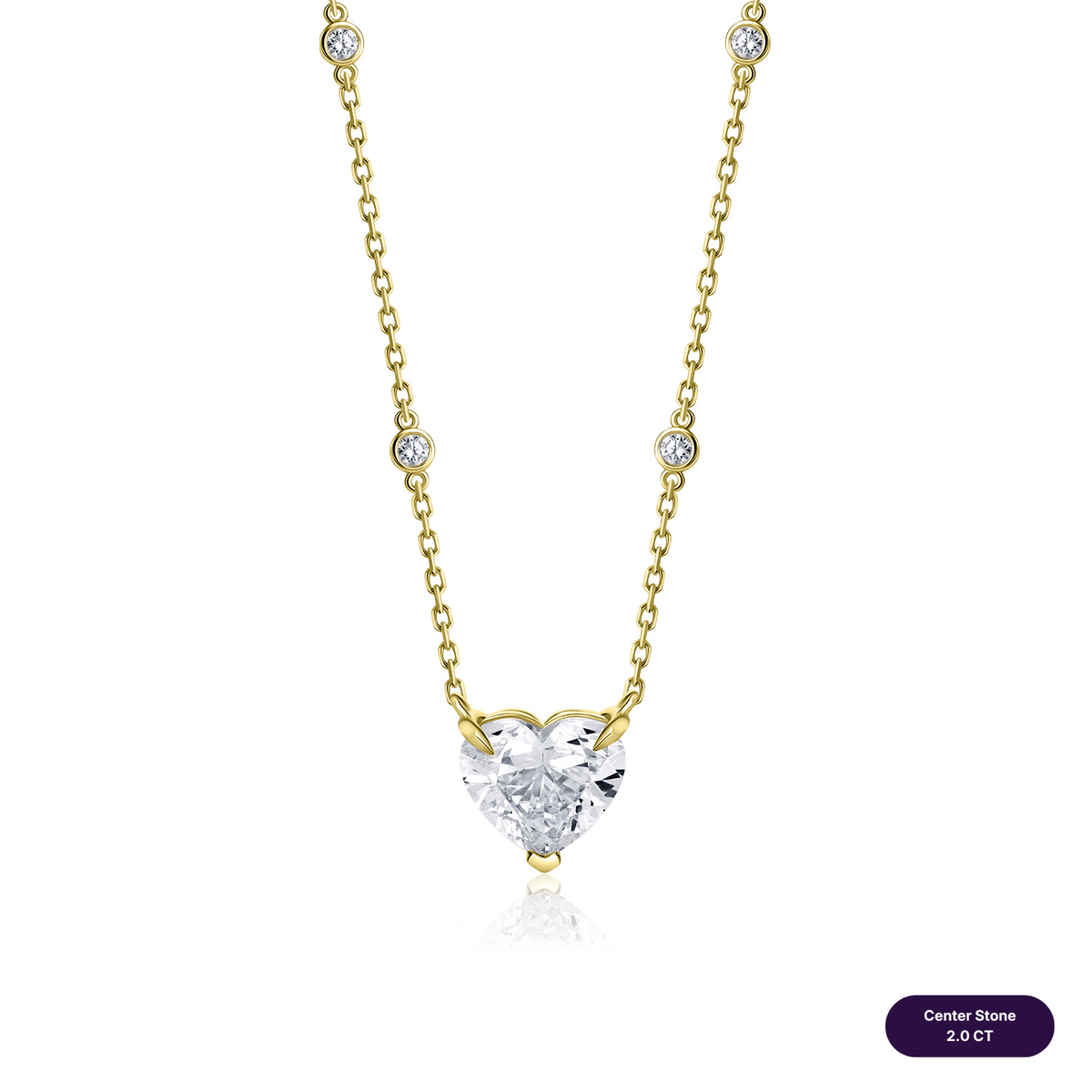 Solitaire lab diamond necklace heart with round