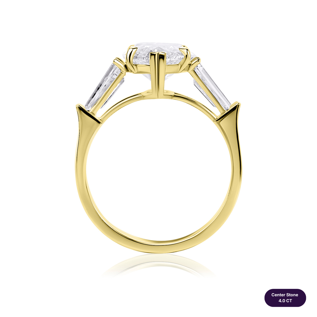 Three-Stones Lab Diamond Ring Marquise with Tapered