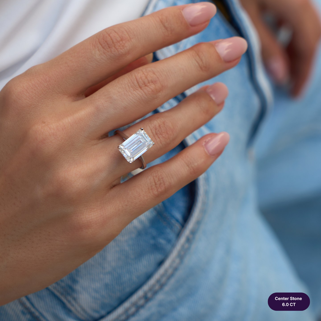 Solitaire Lab Diamond Ring Emerald