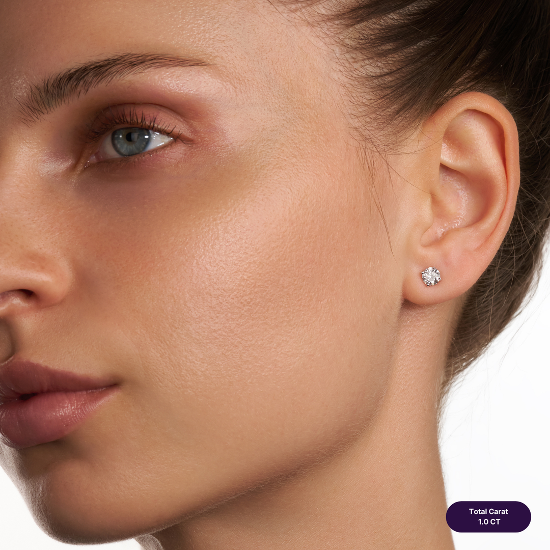Solitaire Stud Lab Diamond Earrings Round