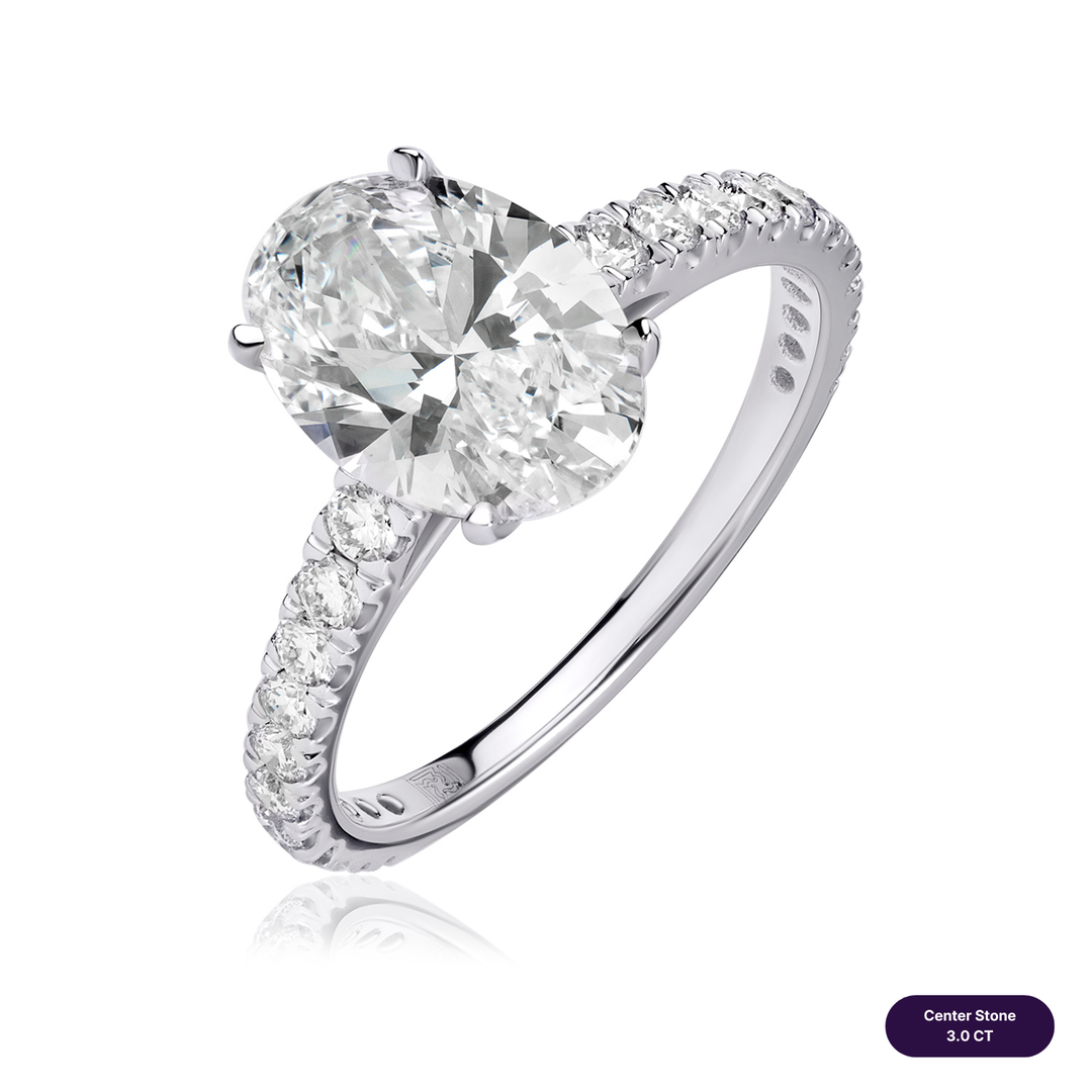 Solitaire Pave Lab Diamond Ring Oval