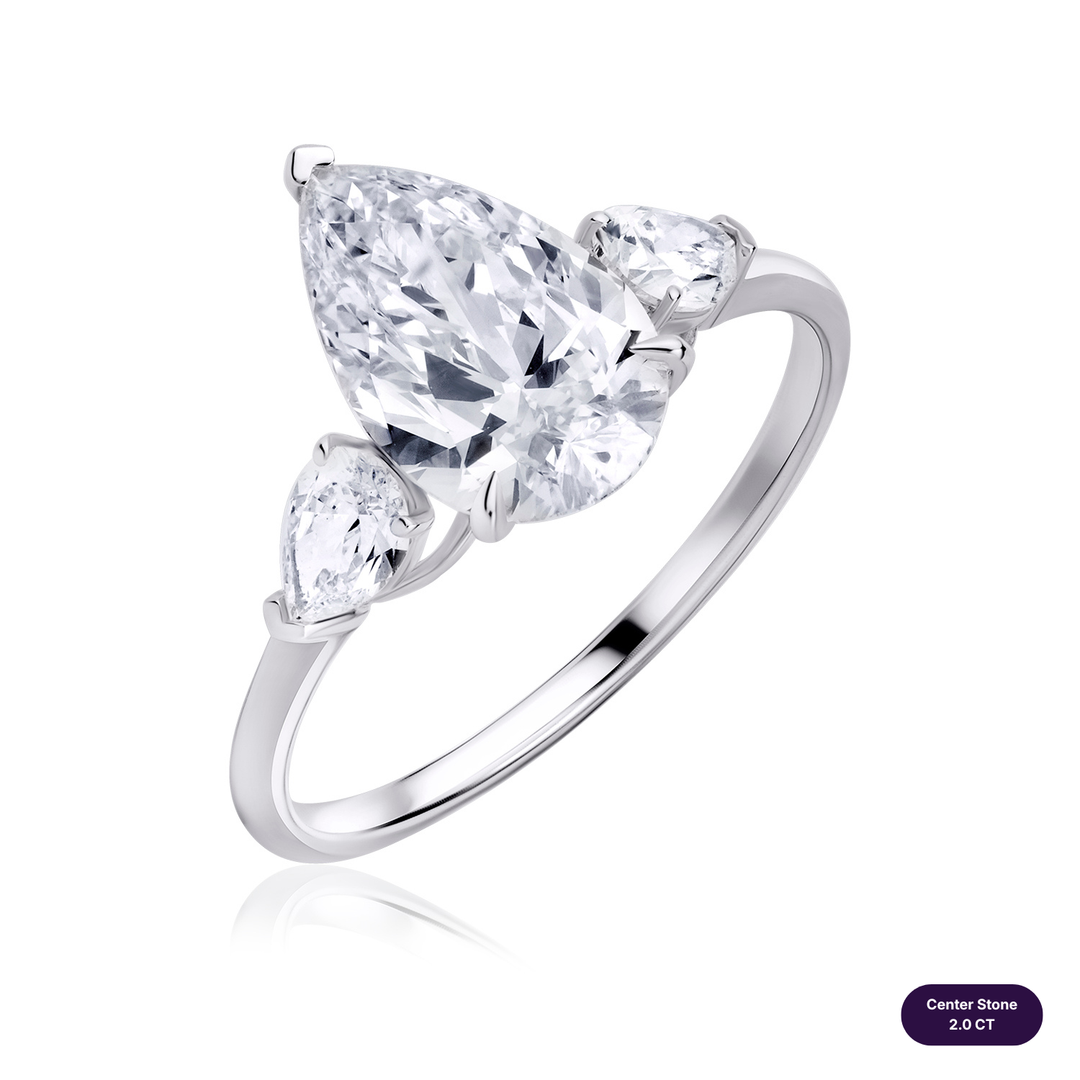 Three-Stones Lab Diamond Ring Pear