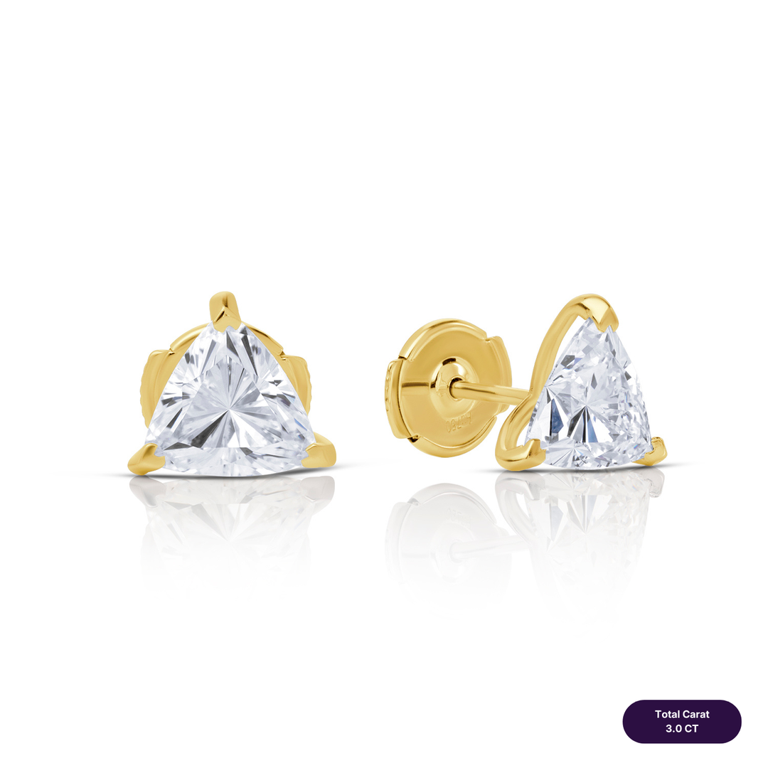 Solitaire Stud Lab Diamond Earrings Trilliant