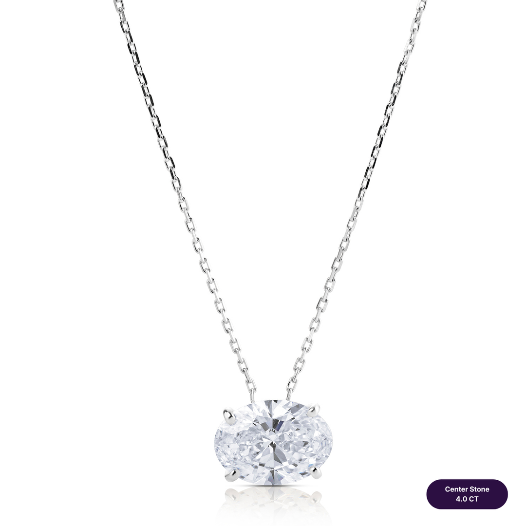 Solitaire Lab Diamond Necklace Oval
