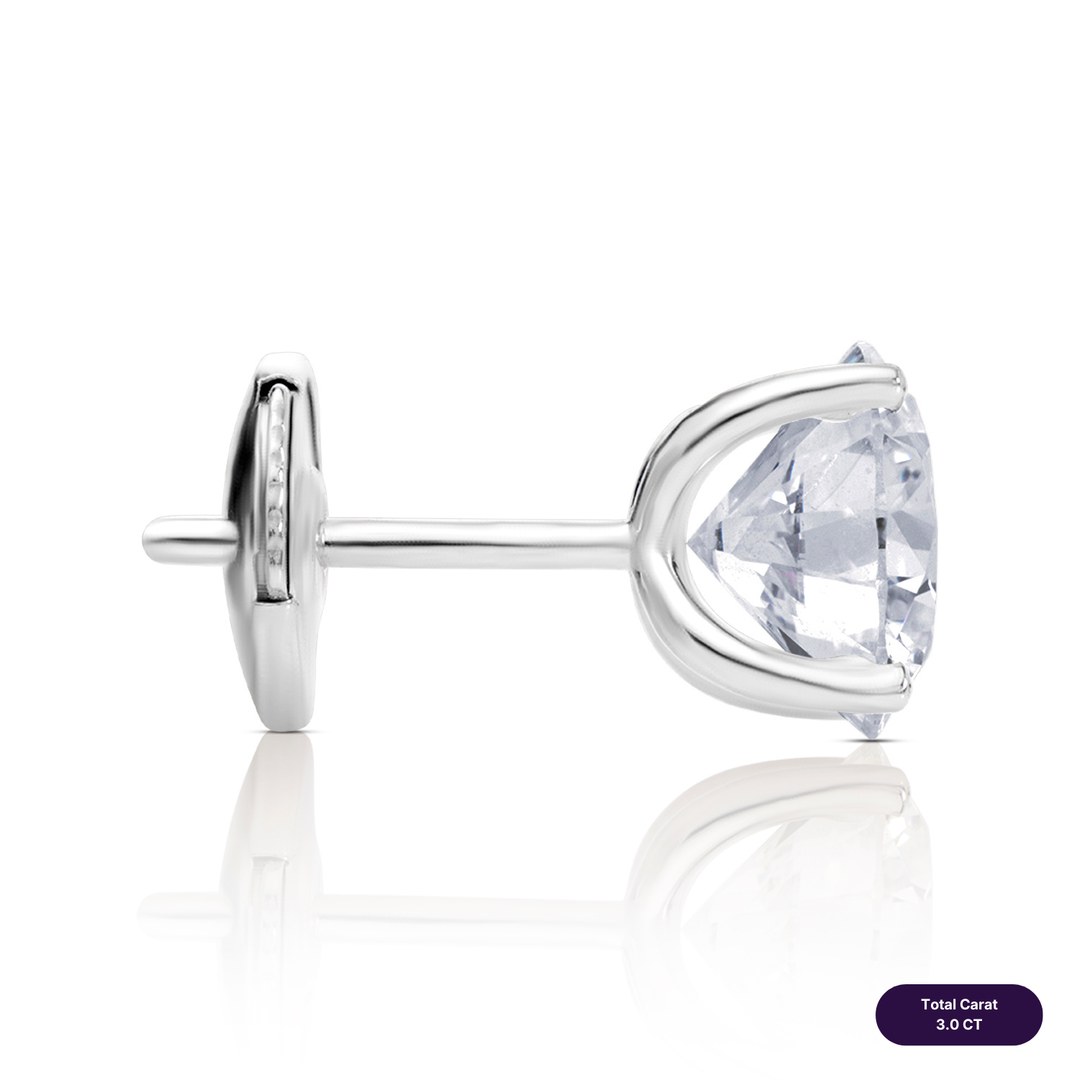 Solitaire Stud Lab Diamond Earrings Round