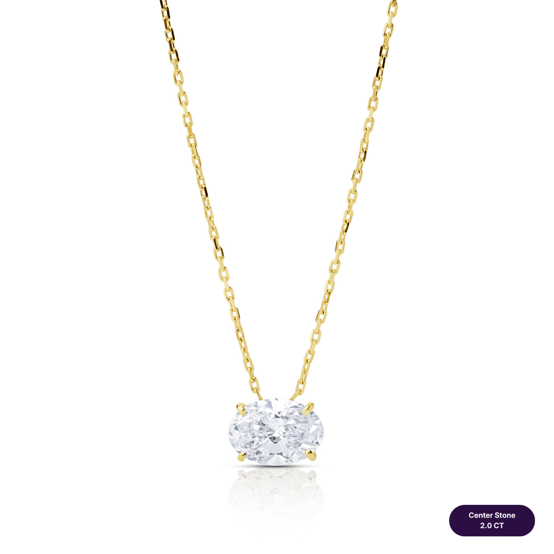 Solitaire Lab Diamond Necklace Oval