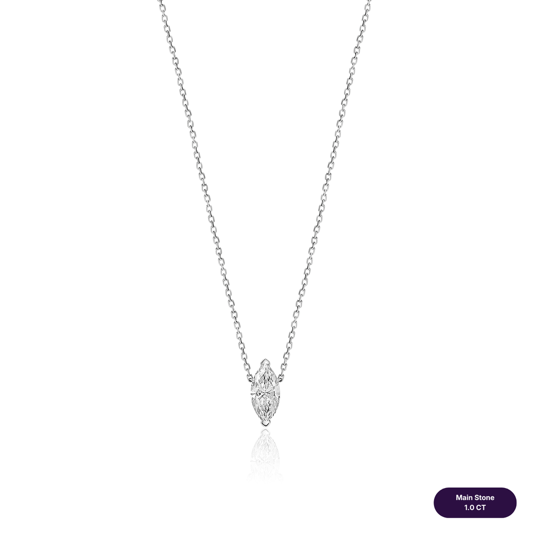 Solitaire Lab Diamond Necklace Marquise