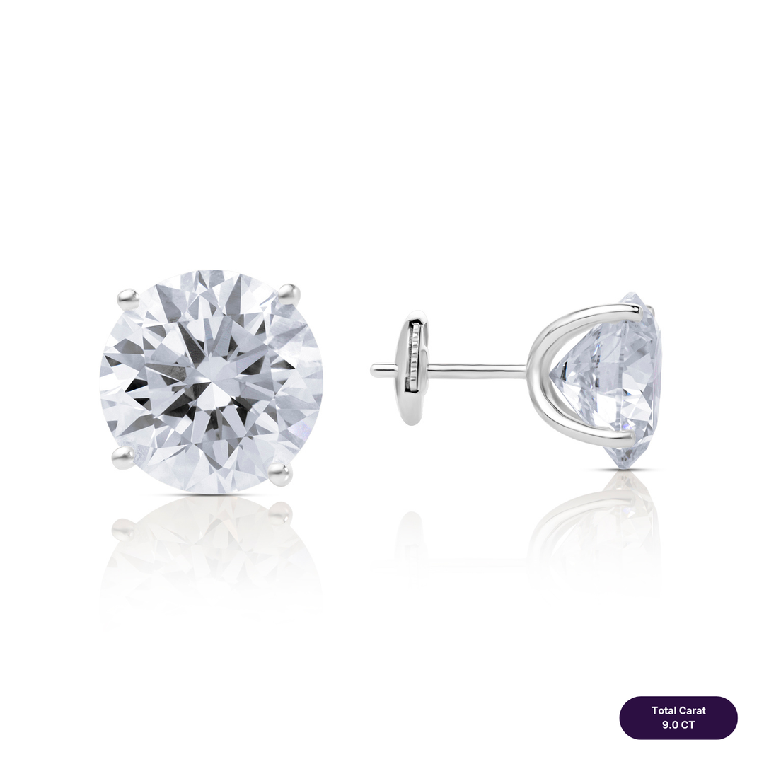 Solitaire Stud Lab Diamond Earrings Round