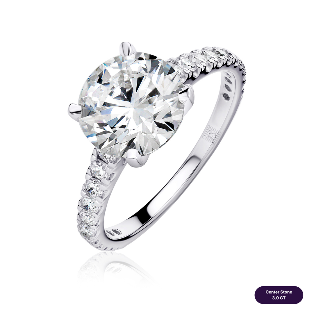 Solitaire Pave Lab Diamond Ring Round