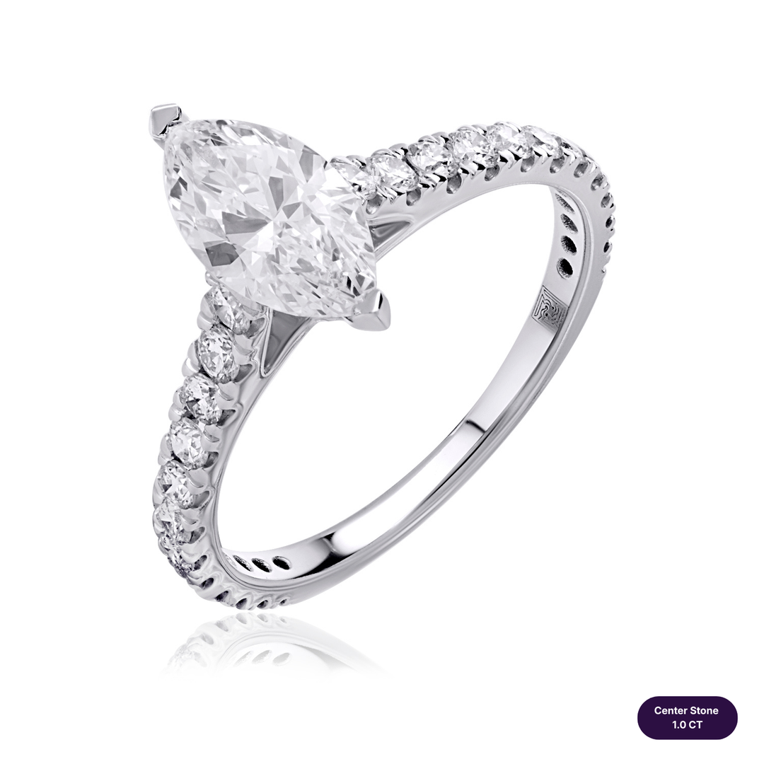 Solitaire Pave Lab Diamond Ring Marquise