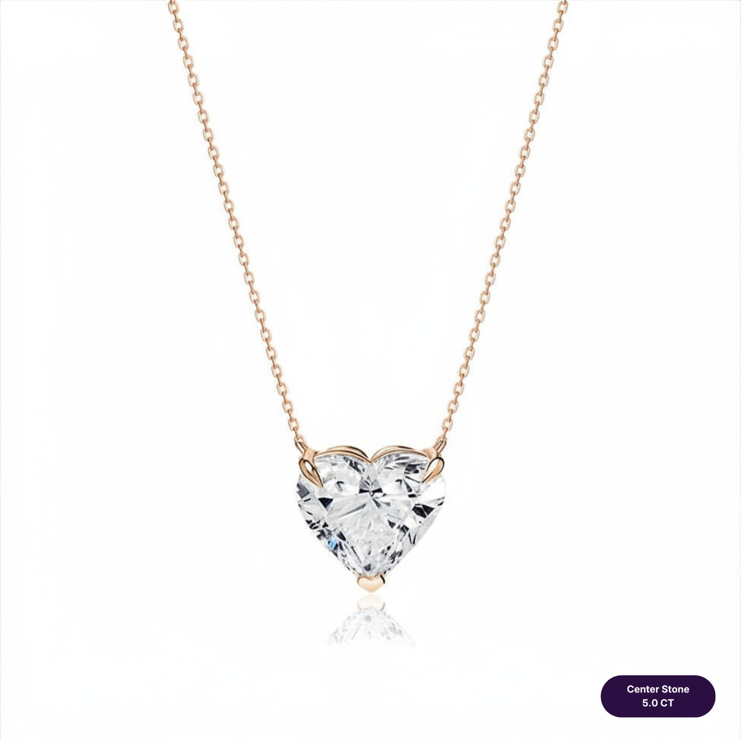 Solitaire Lab Diamond Necklace Heart