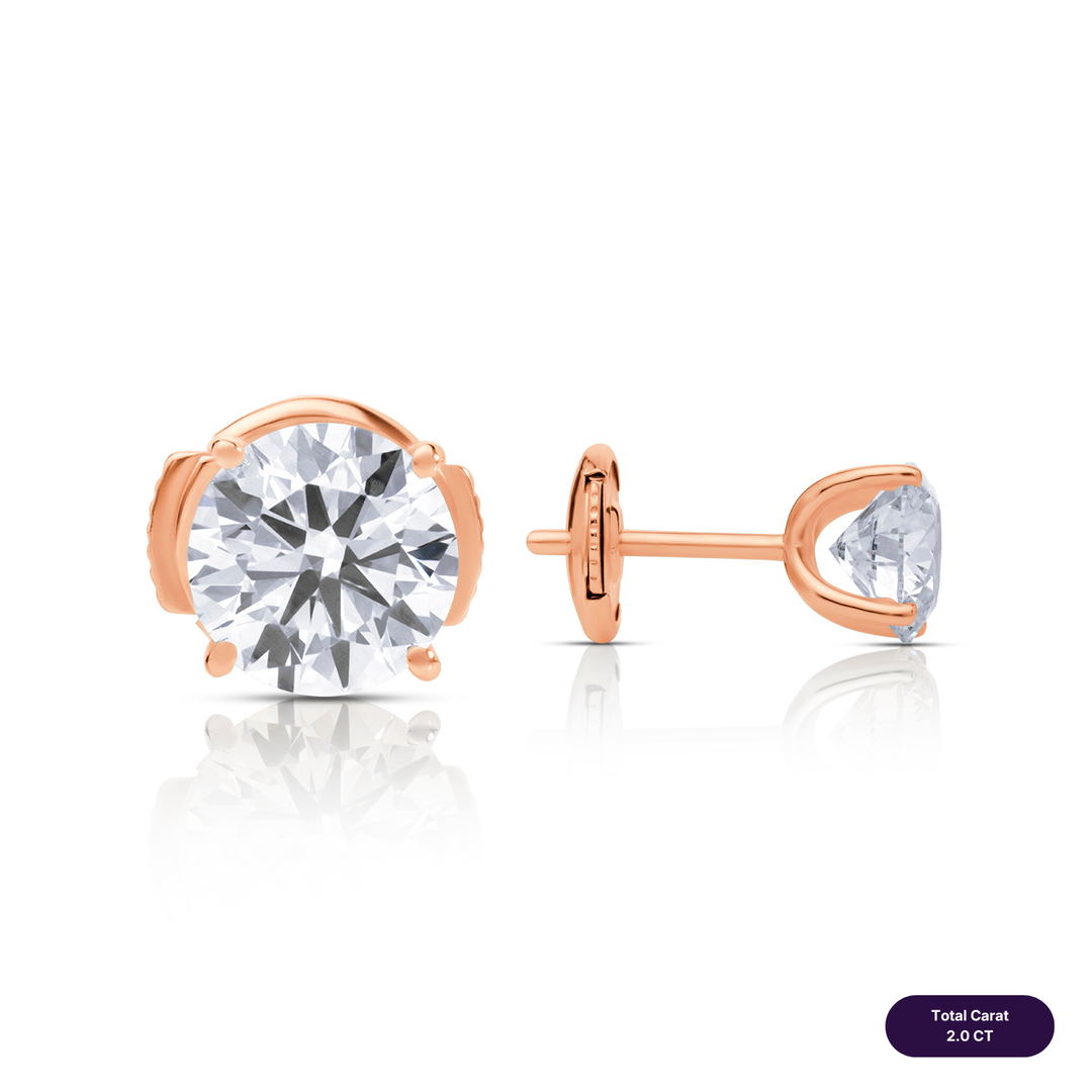 Solitaire Stud Lab Diamond Earrings Round