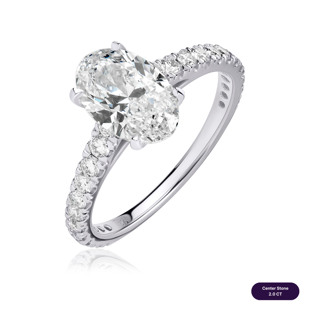 Solitaire Pave Lab Diamond Ring Oval