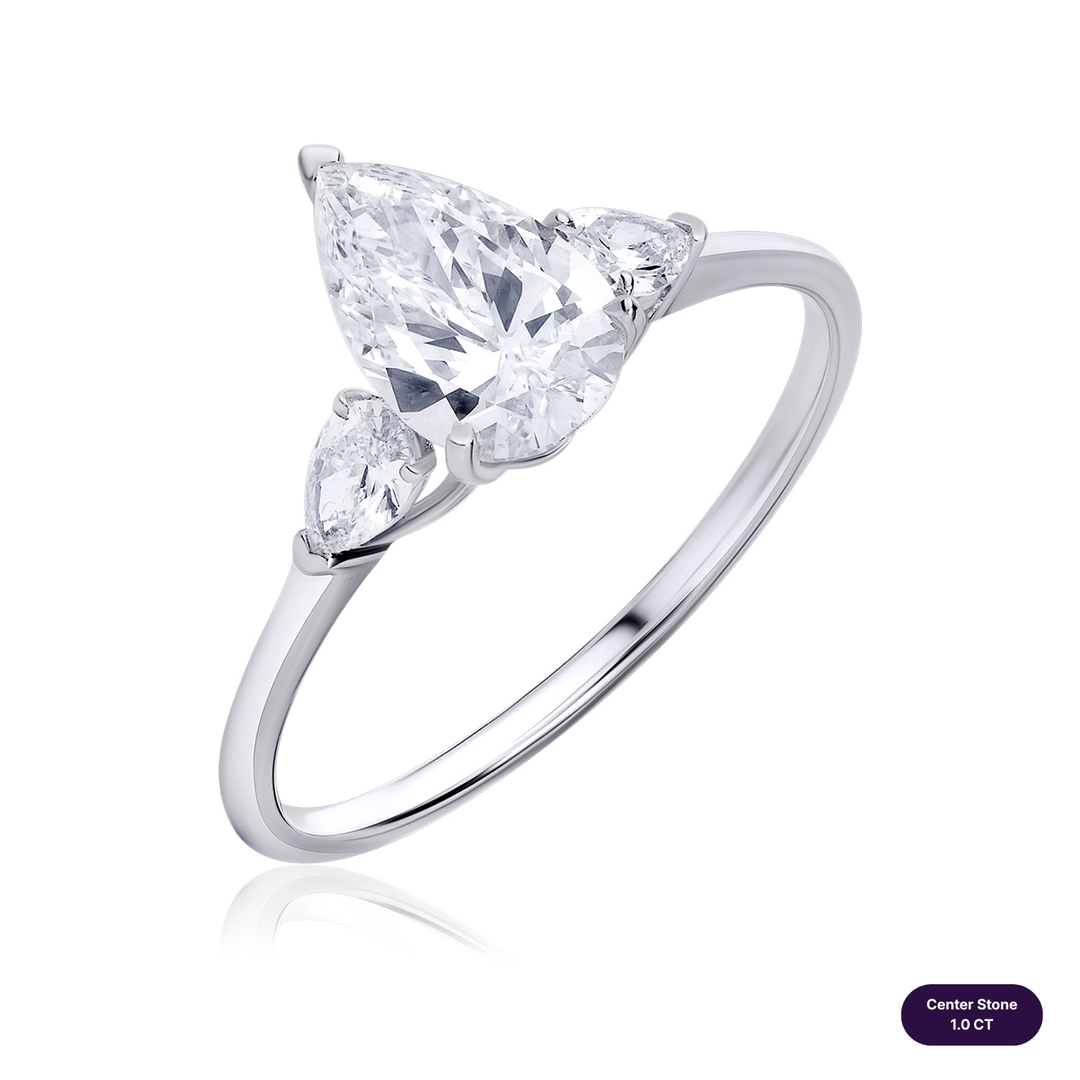 Three-Stones Lab Diamond Ring Pear