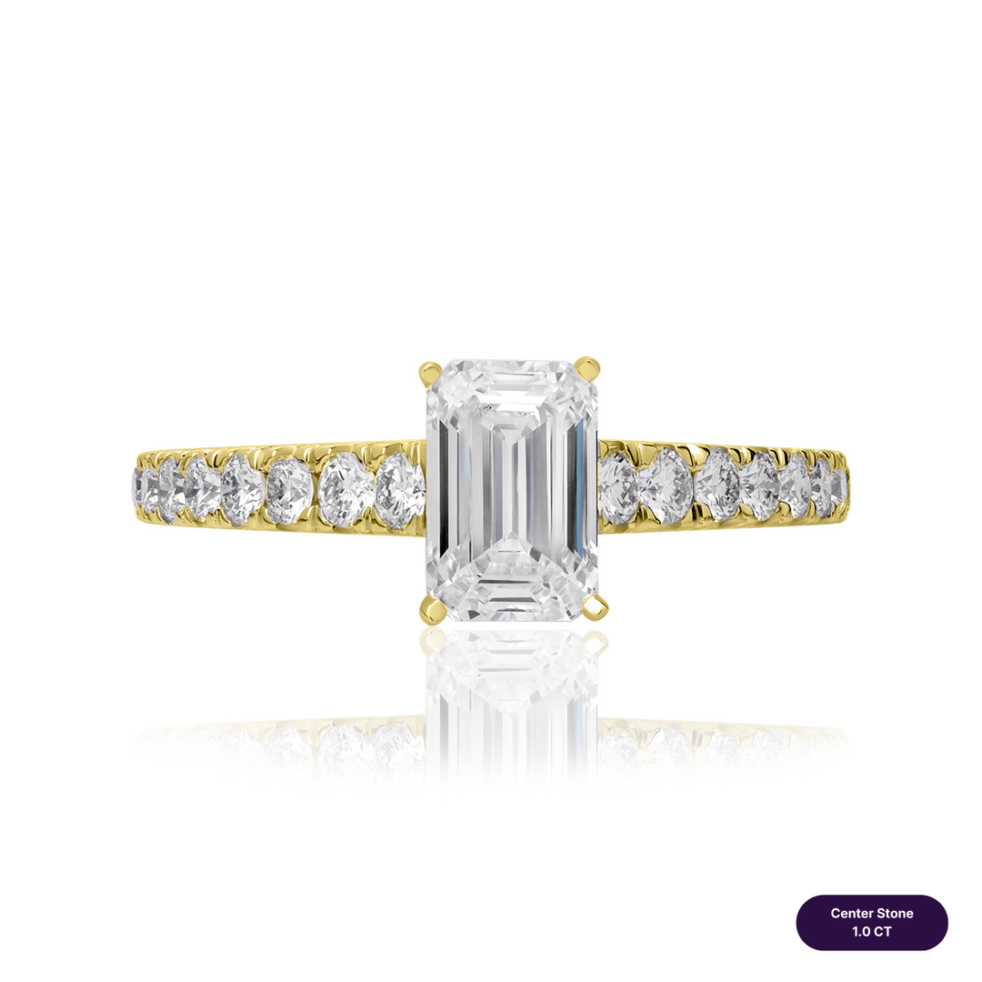 Solitaire Pave Lab Diamond Ring Emerald