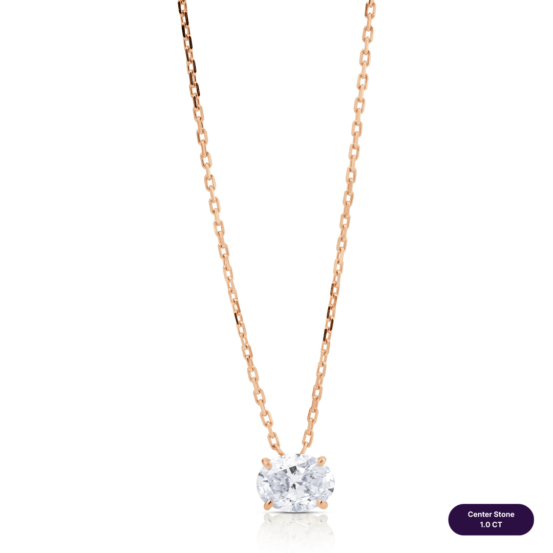 Solitaire Lab Diamond Necklace Oval
