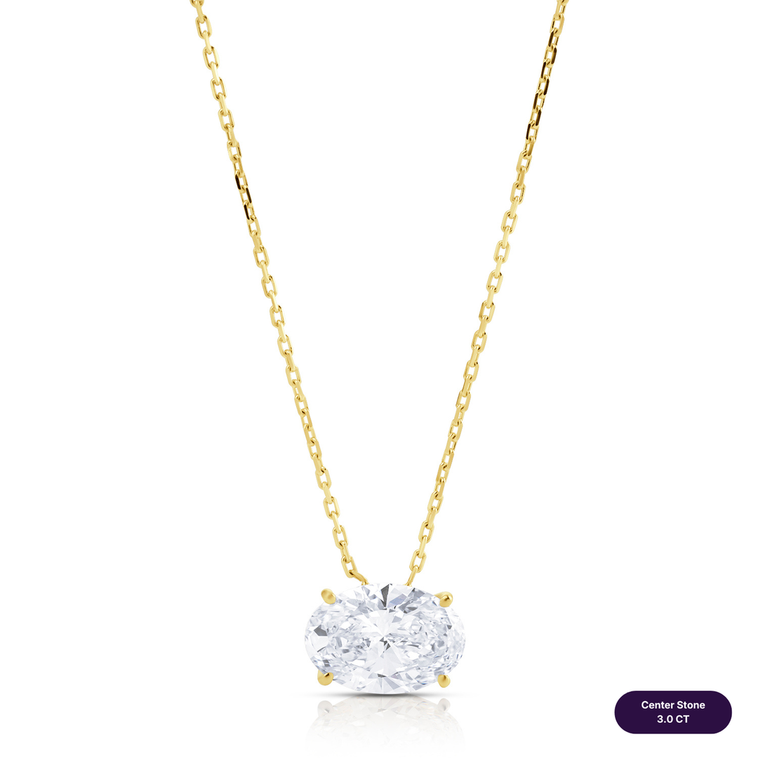 Solitaire Lab Diamond Necklace Oval