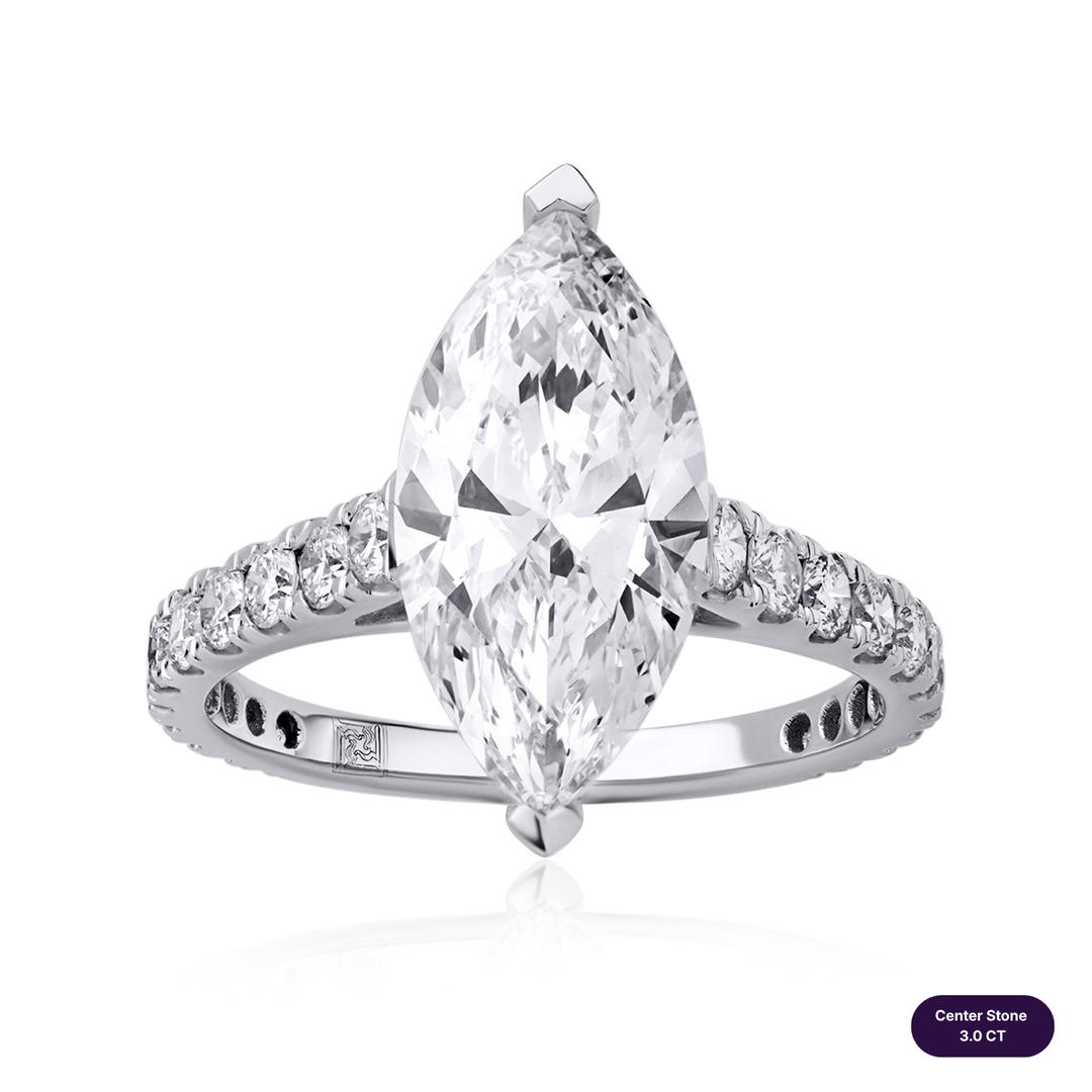 Solitaire Pave Lab Diamond Ring Marquise