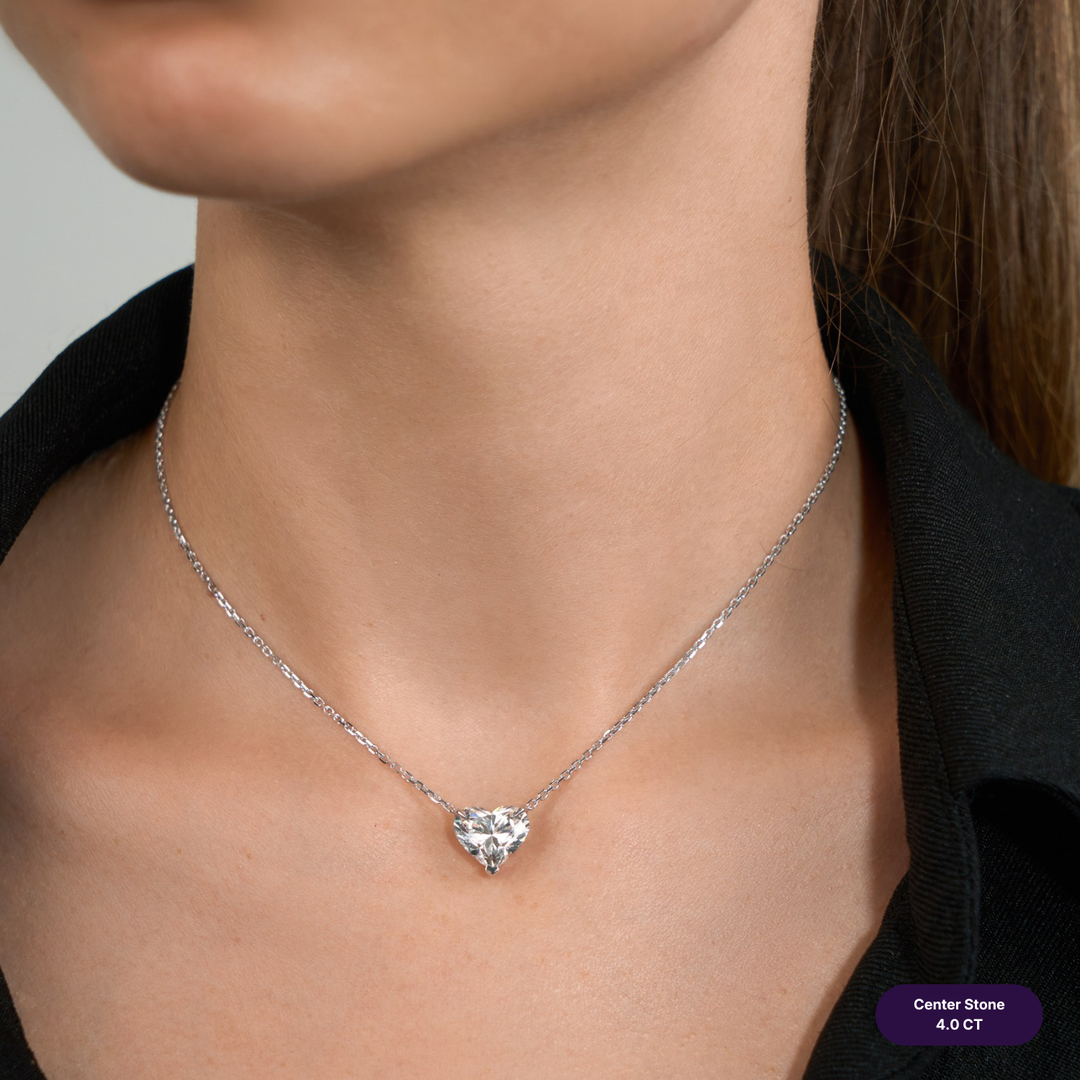 Solitaire Lab Diamond Necklace Heart