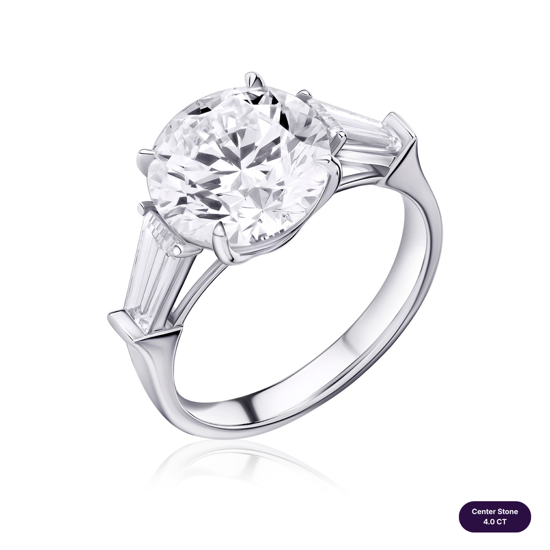 Three-Stones Lab Diamond Ring Round with Tapered