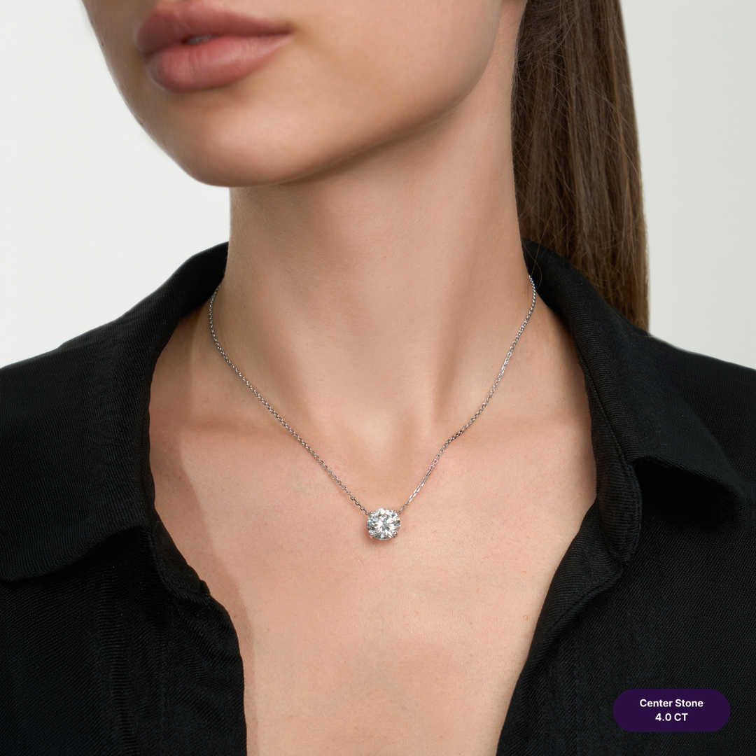 Solitaire Lab Diamond Necklace Round