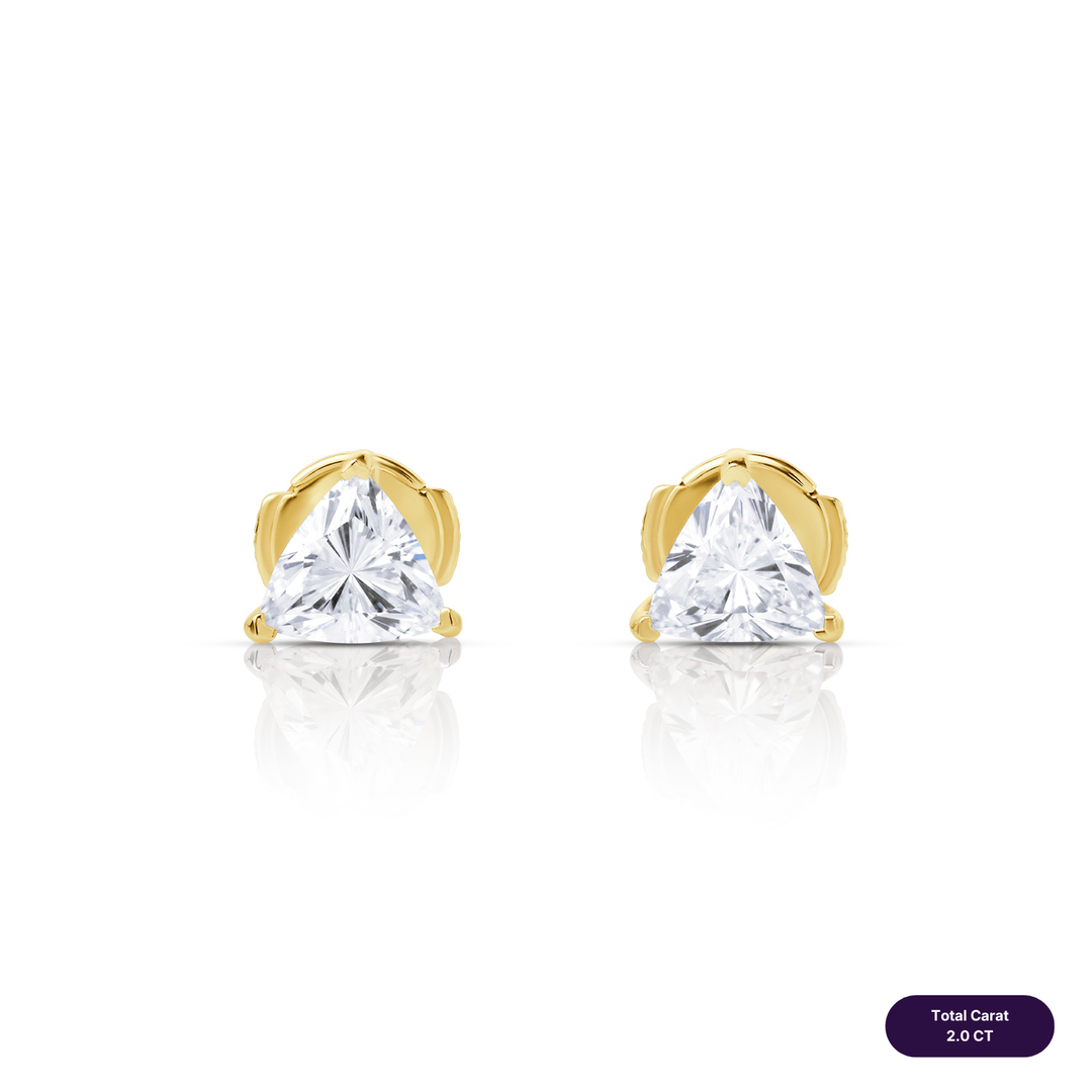 Solitaire Stud Lab Diamond Earrings Trilliant