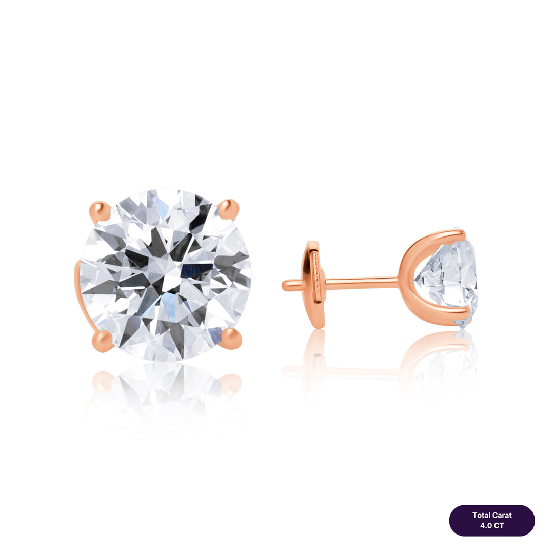 Solitaire Stud Lab Diamond Earrings Round