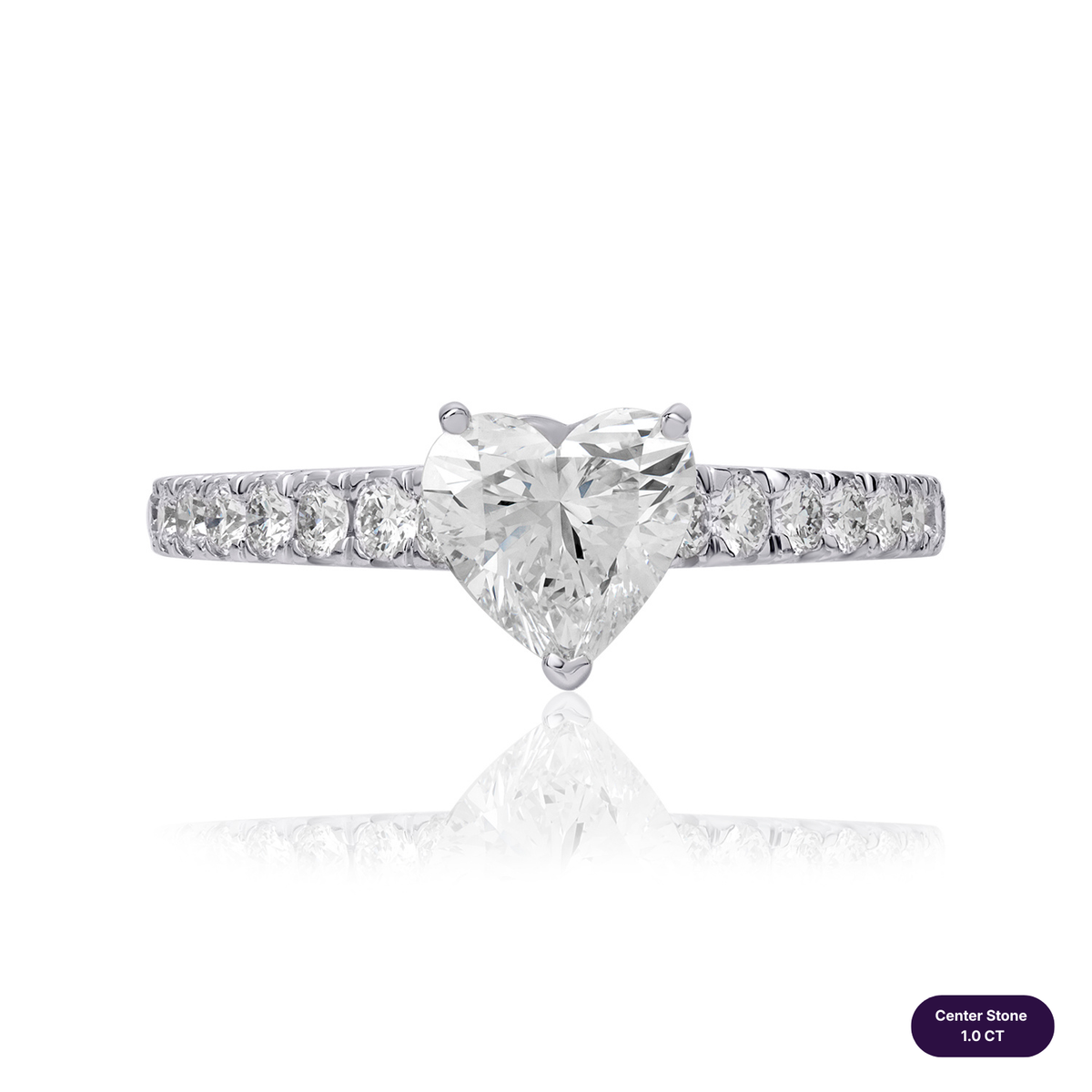 Solitaire pave lab diamond ring heart