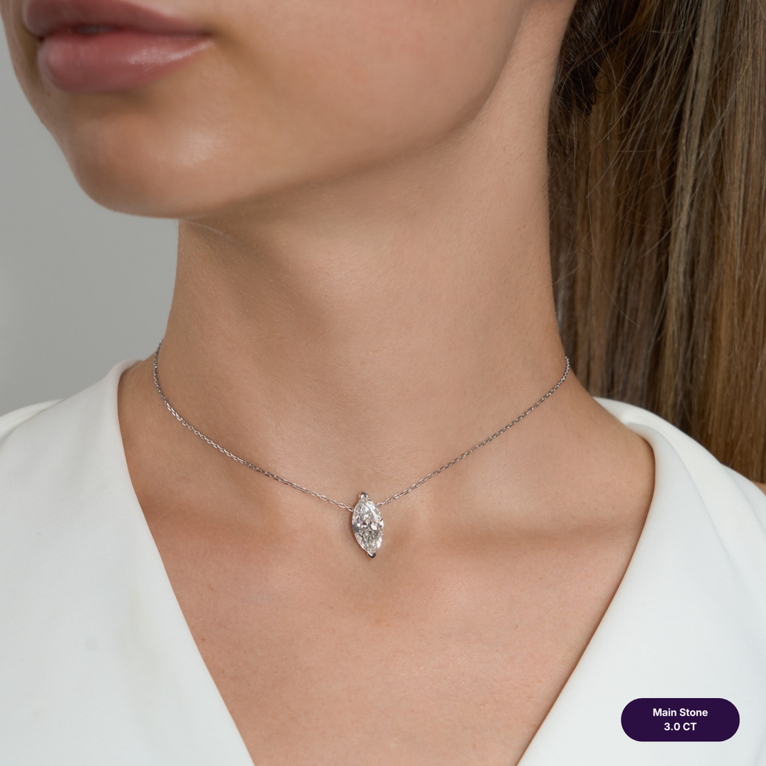 Solitaire Lab Diamond Necklace Marquise