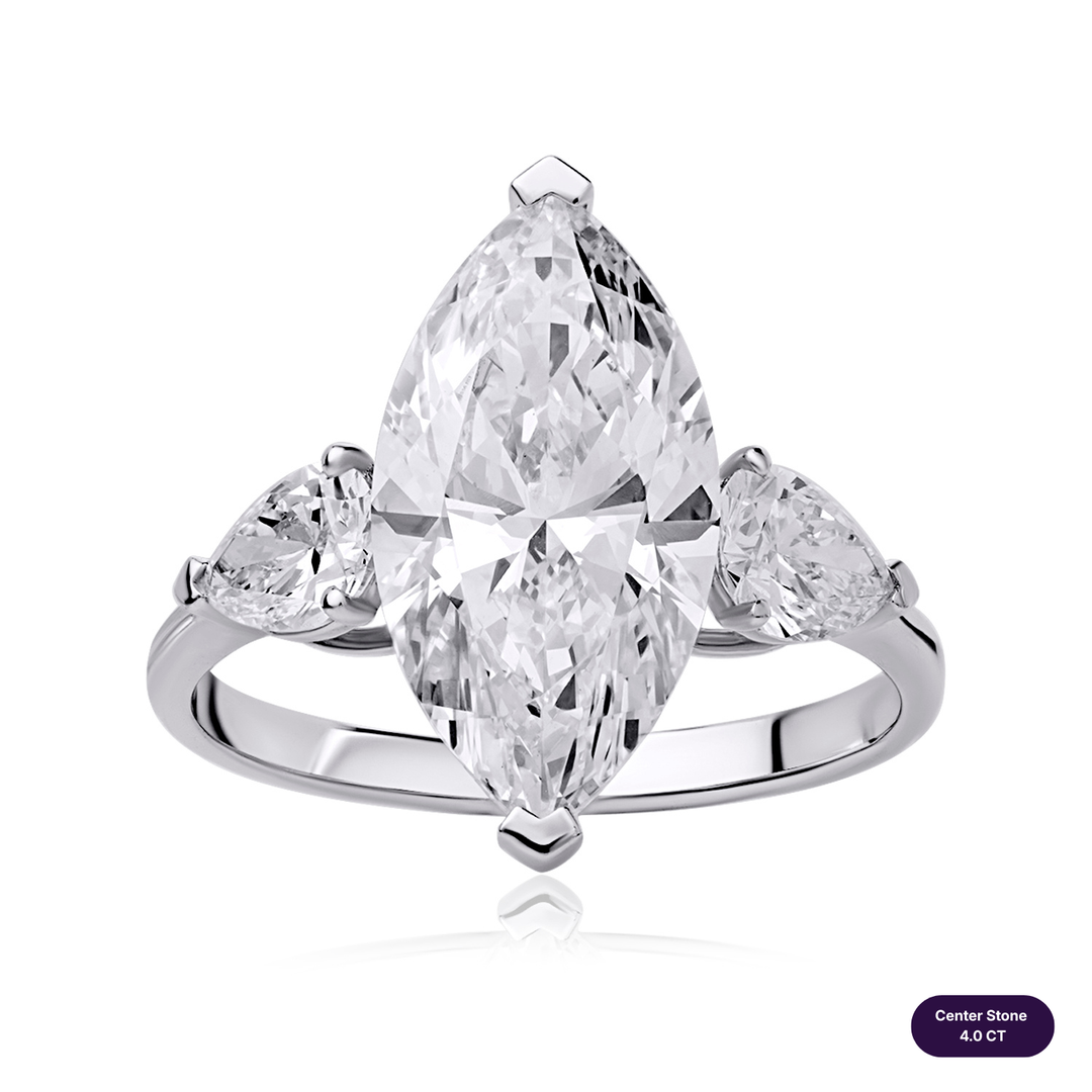 Three-Stones Lab Diamond Ring Marquise