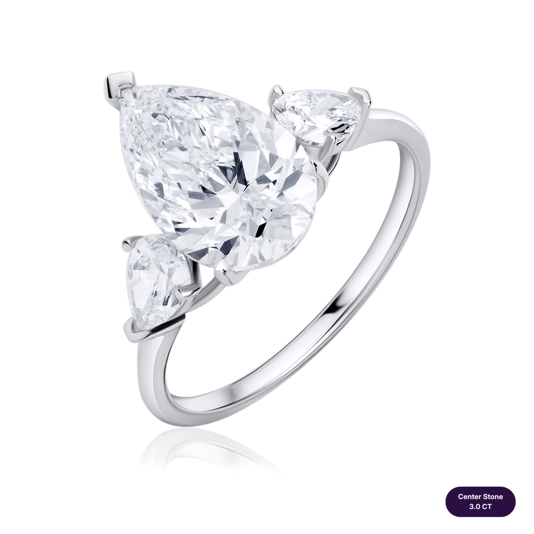 Three-Stones Lab Diamond Ring Pear