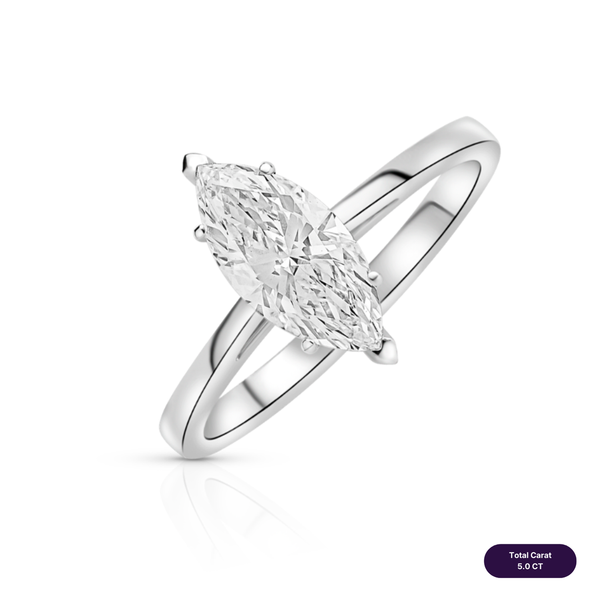 Solitaire lab diamond ring marquise
