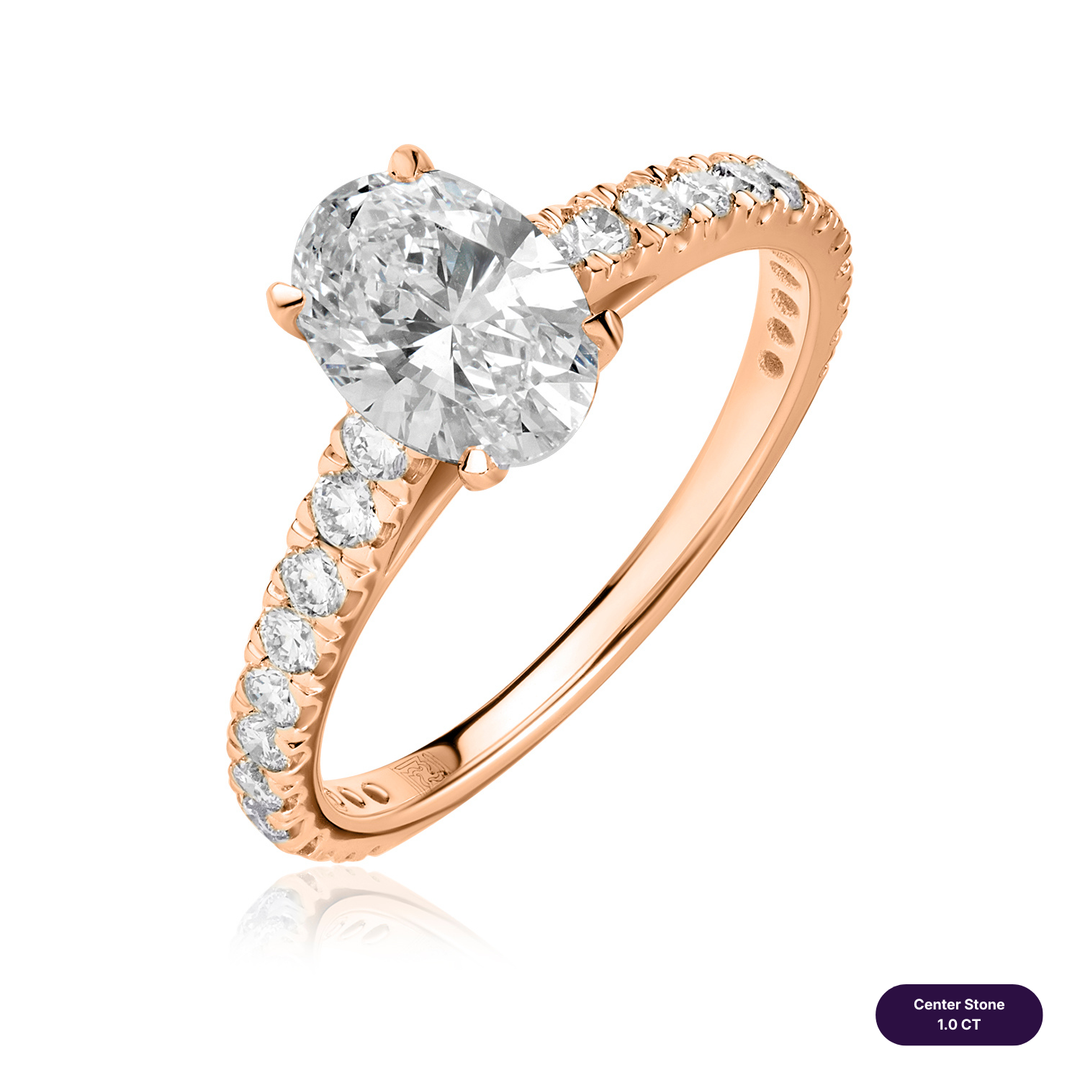 Solitaire Pave Lab Diamond Ring Oval