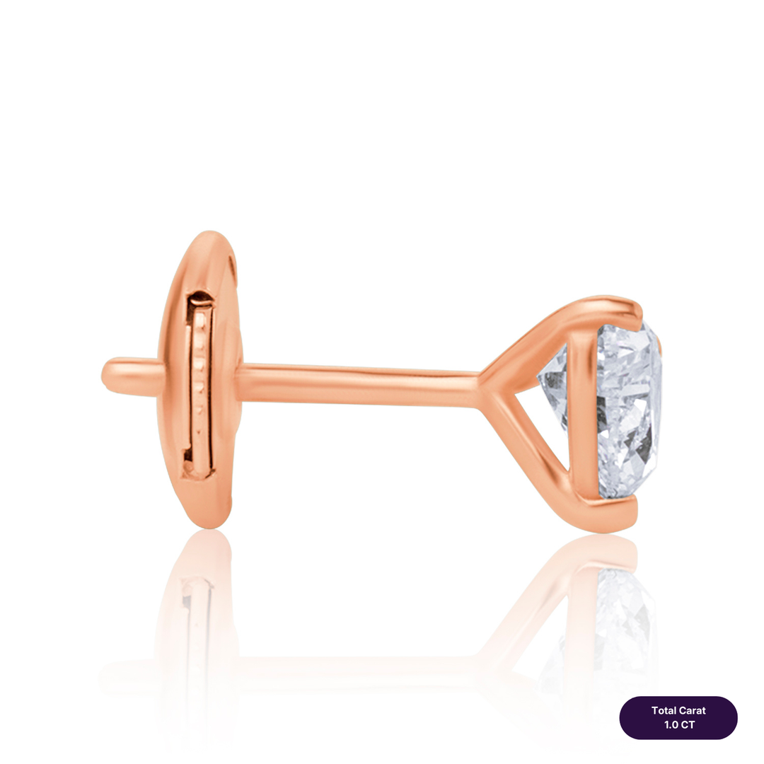 Solitaire Stud Lab Diamond Earrings Heart