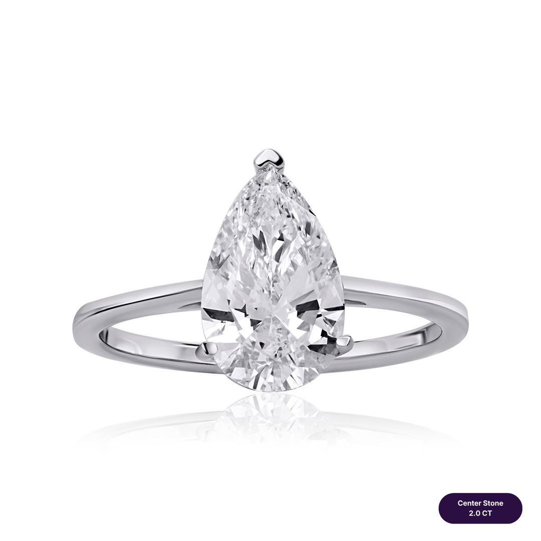 Solitaire Lab Diamond Ring Pear