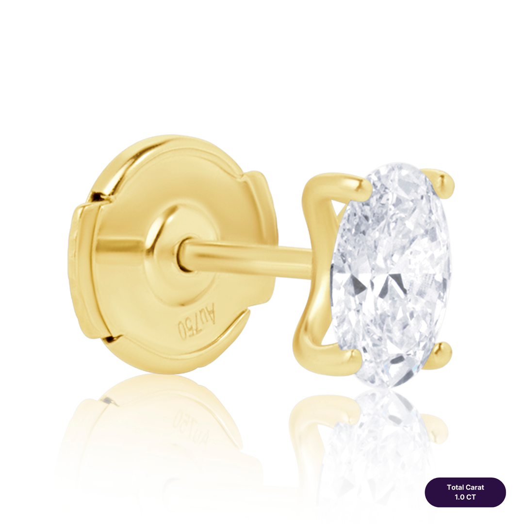 Solitaire Stud Lab Diamond Earrings Oval
