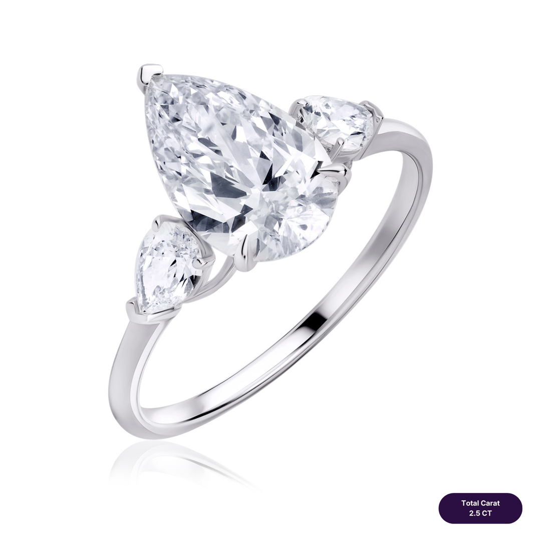 Three-Stones Lab Diamond Ring Pear