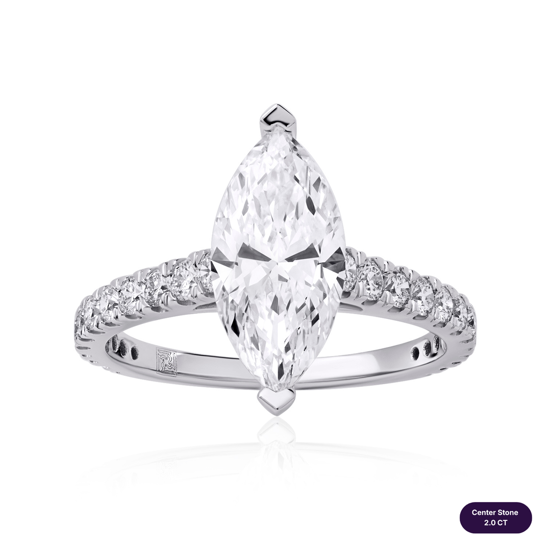 Solitaire Pave Lab Diamond Ring Marquise