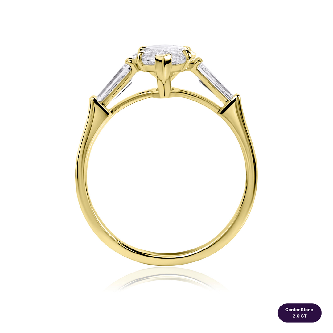 Three-Stones Lab Diamond Ring Marquise with Tapered