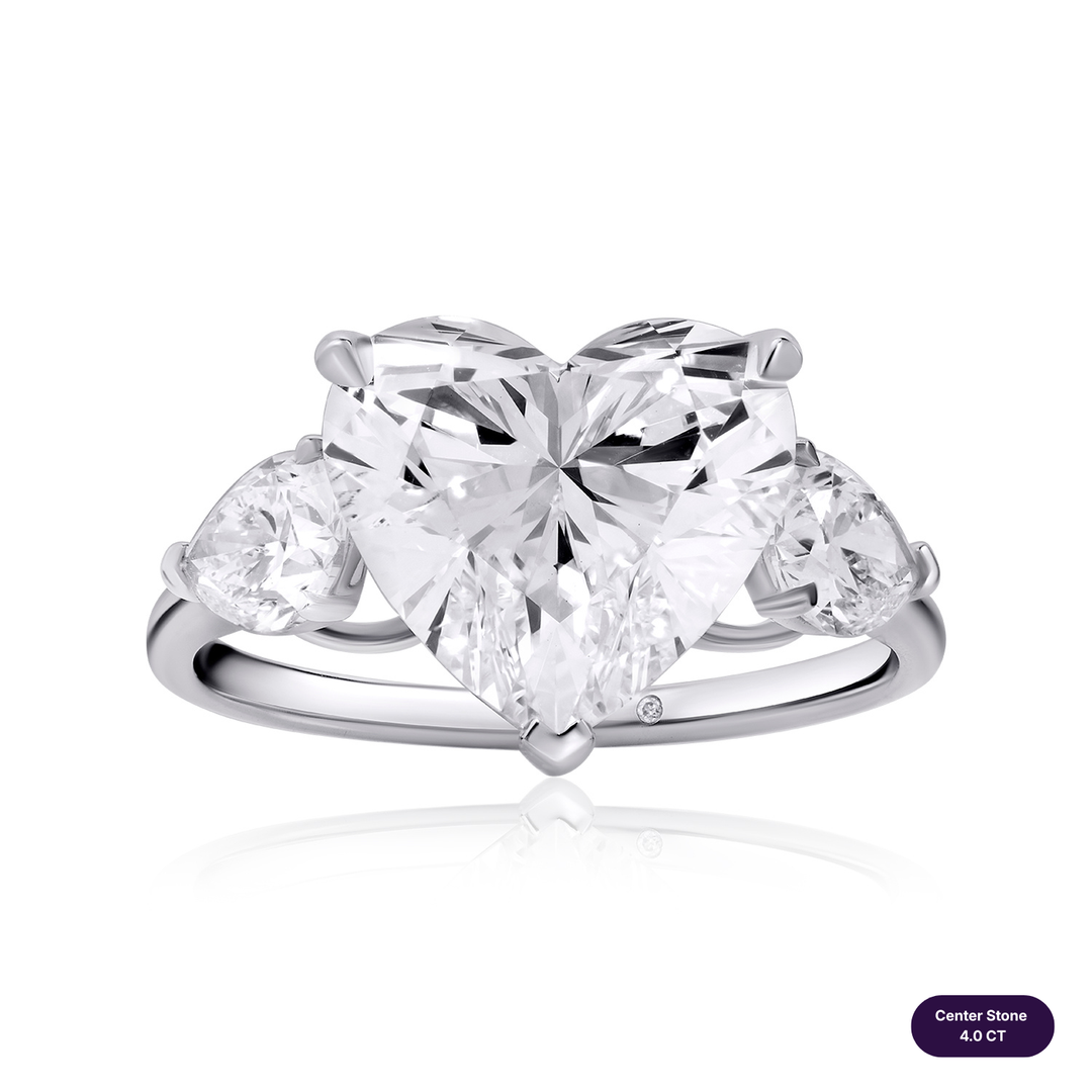 Three-Stones Lab Diamond Ring Heart