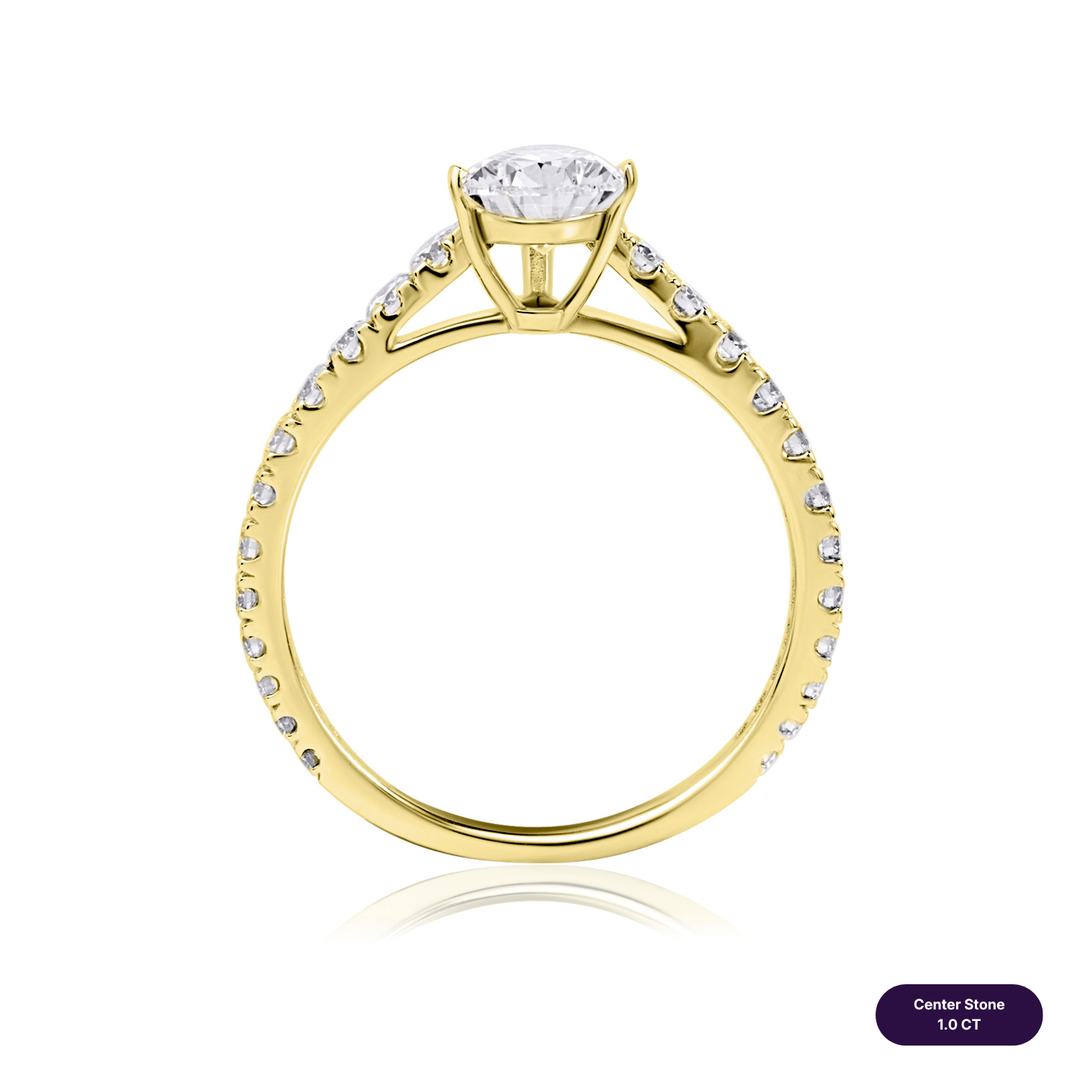 Solitaire Pave Lab Diamond Ring Pear