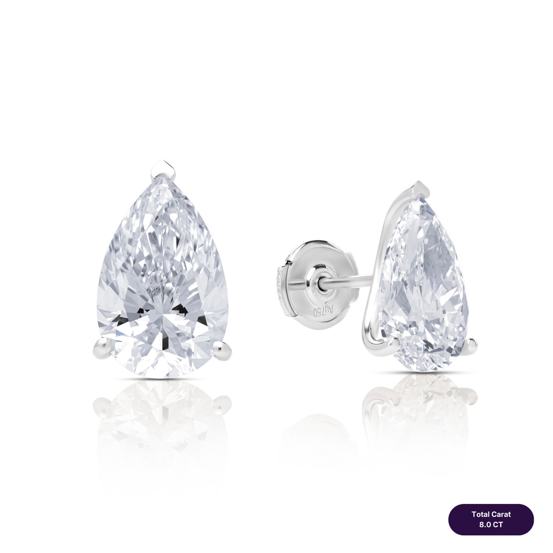 Solitaire Stud Lab Diamond Earrings Pear