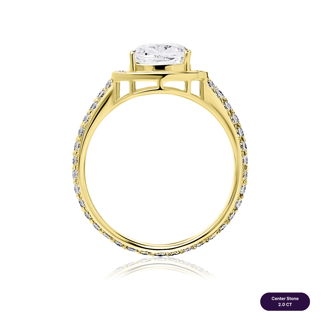 Solitaire Pave Lab Diamond Ring Square Cushion
