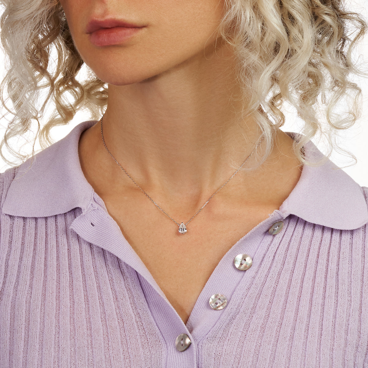 Solitaire lab diamond necklace pear