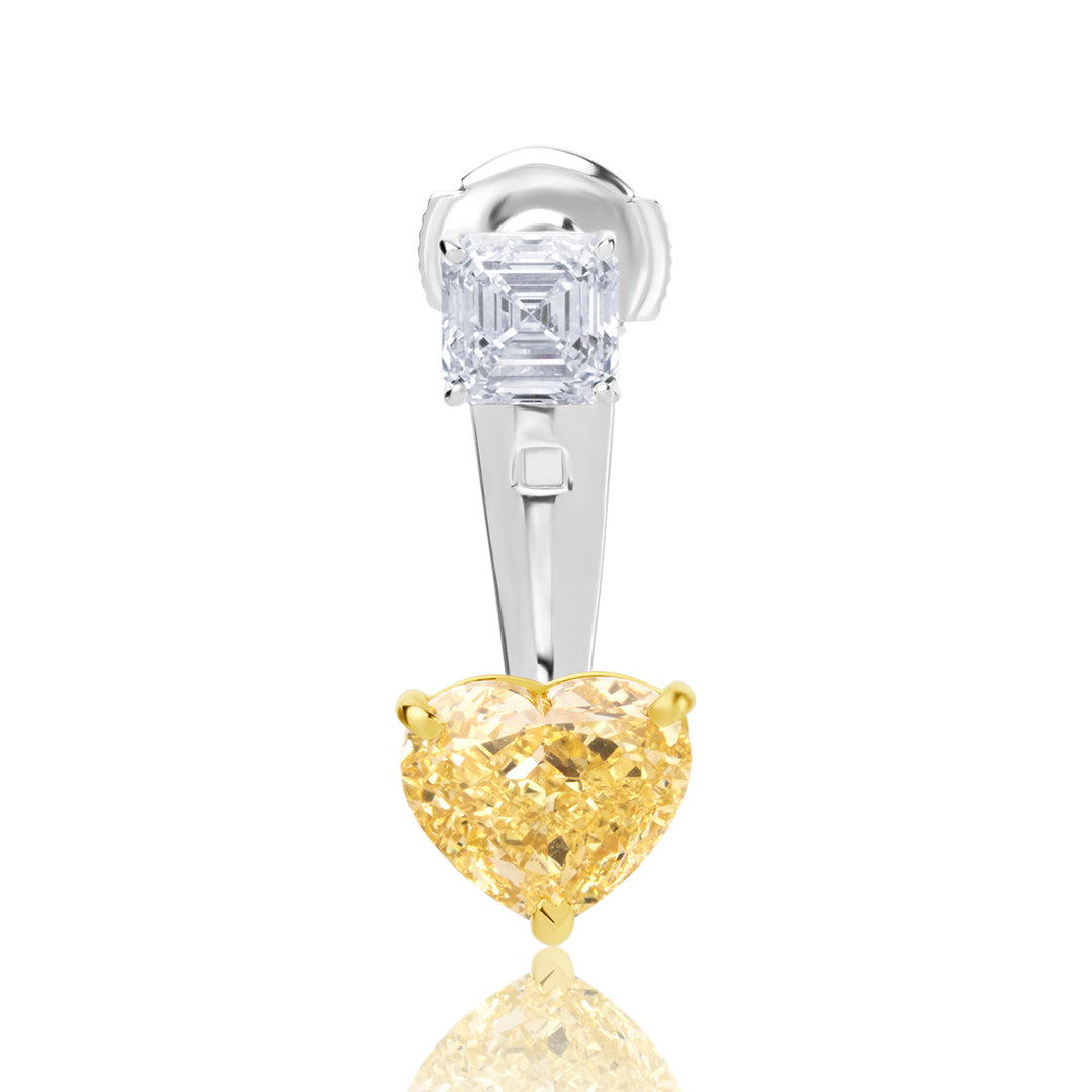 Stud & Drop Lab Diamond Earrings Fancy Heart with Square Emerald