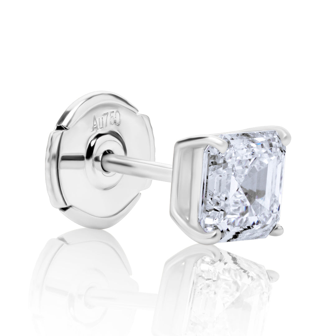 Stud & Drop Lab Diamond Earrings Fancy Heart with Square Emerald