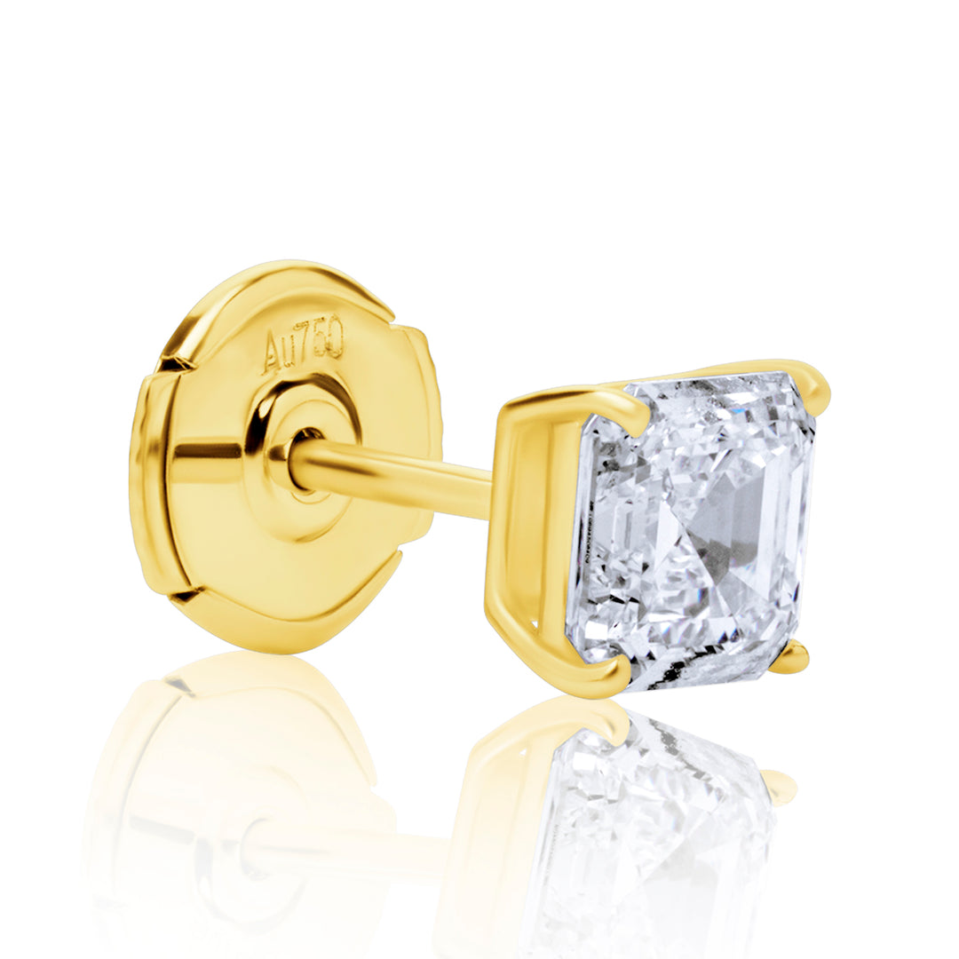 Stud & Drop Lab Diamond Earrings Fancy Heart with Square Emerald