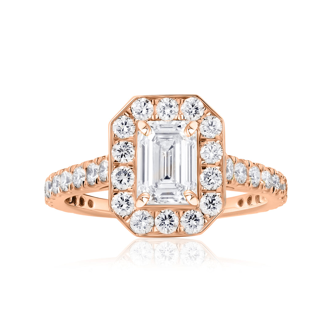 Halo Lab Diamond Ring Emerald