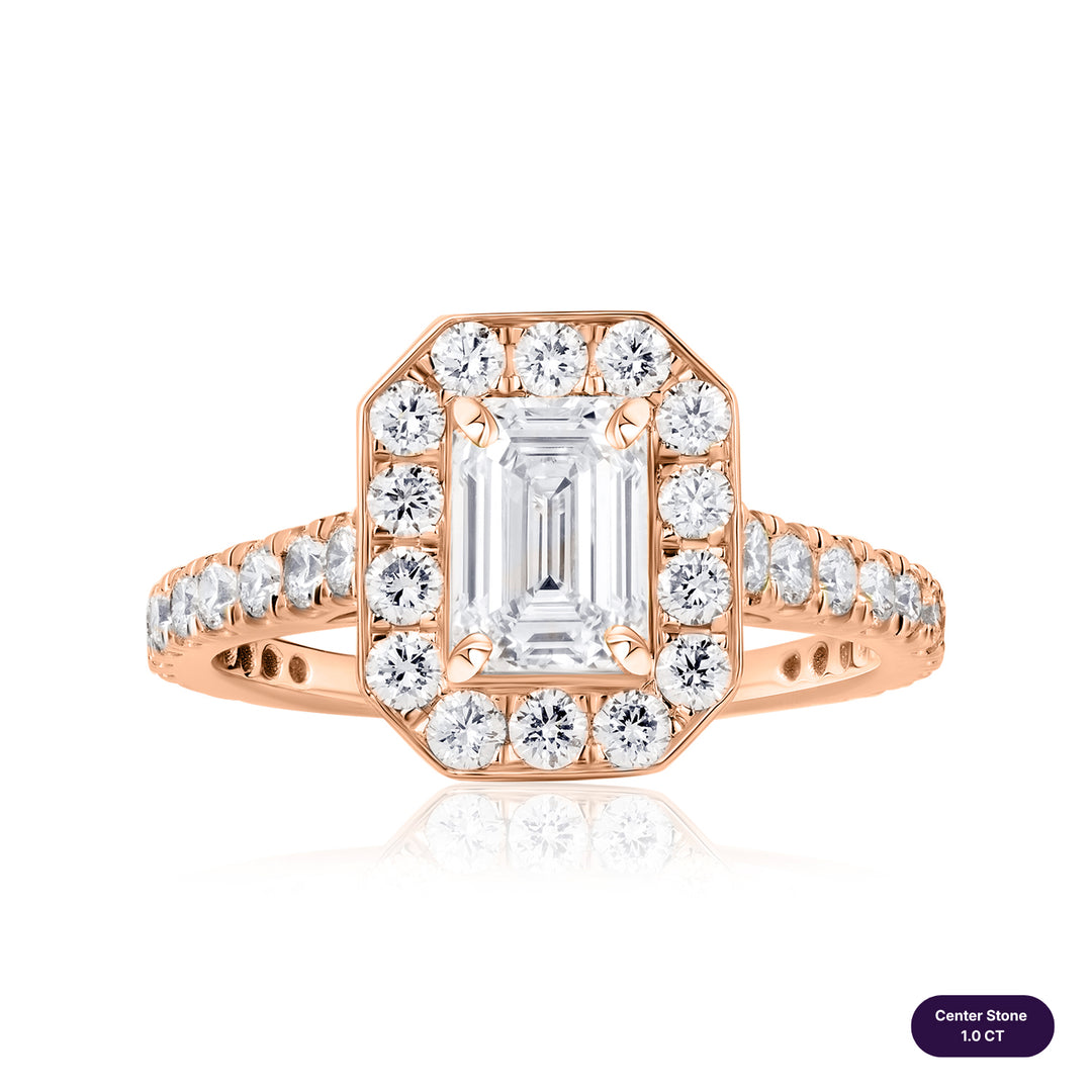 Halo Lab Diamond Ring Emerald