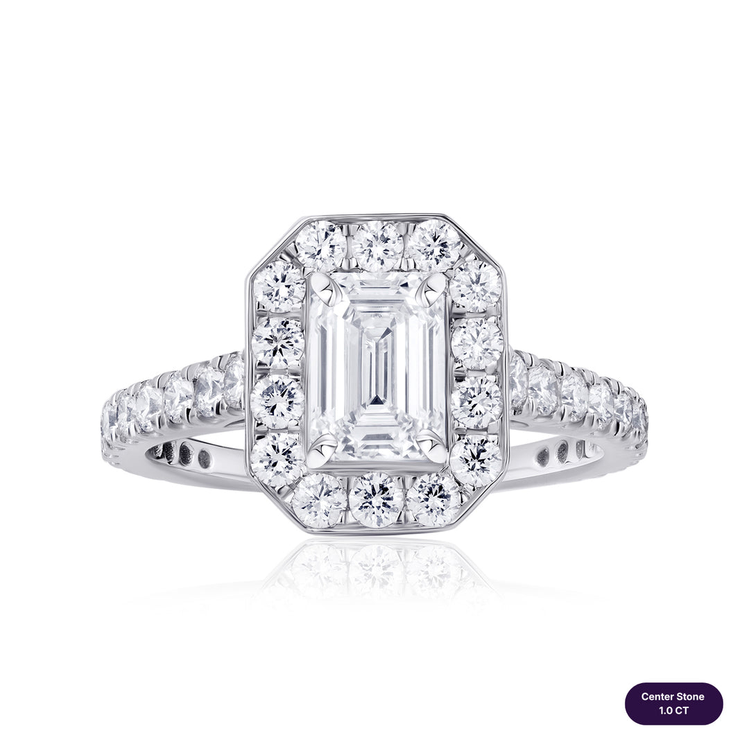 Halo Lab Diamond Ring Emerald